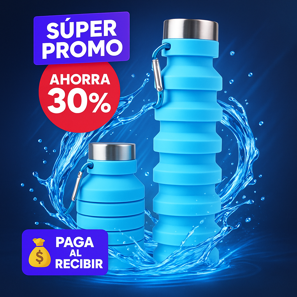 Botella de agua portátil de silicona