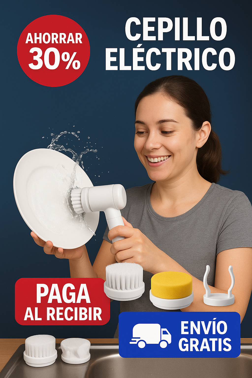Cepillo Eléctrico para Lavar Platos